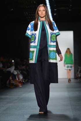 A model walks on the runway at the Zang Toi Fashion Show at IMG New York Fashion Week: The Shows Spring Summer 2016 Collections in New York City on September 11, 2015.  NYP20150911187 ANDREAxHANKS