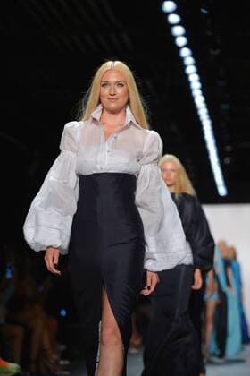 A model walks on the runway at the Zang Toi Fashion Show at IMG New York Fashion Week: The Shows Spring Summer 2016 Collections in New York City on September 11, 2015.  NYP20150911192 ANDREAxHANKS