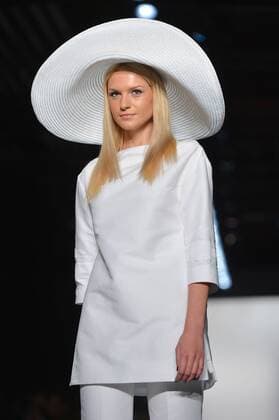 A model walks on the runway at the Zang Toi Fashion Show at IMG New York Fashion Week: The Shows Spring Summer 2016 Collections in New York City on September 11, 2015.  NYP20150911181 ANDREAxHANKS