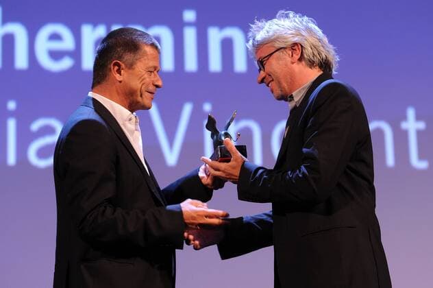 72nd Venice Film Festival, Awards Ceremony Pictured: Christian Vincent, prize Venezia 72 for the best screenplay for the film L Hermine  AlbertoxTerenghi Veneziax2015