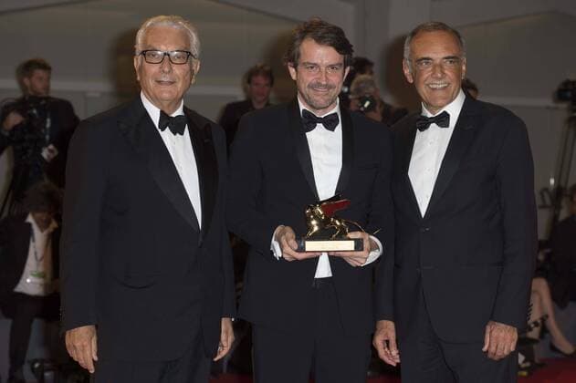 Venezia 12 09 2015 72. Mostra Internazionale d Arte Cinematografica Festival del Cinema di Venezia Leone d Oro - Lorenzo Vigas Alberto Barbera Paolo Baratta  0