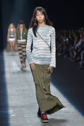 A model walks on the runway at the Alexander Wang Fashion Show at Pier 94 during New York Fashion Week Spring Summer 2016 Collections in New York City on September 12, 2015.  NYP20150912902 ANDREAxHANKS
