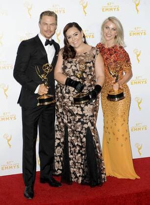 Derek Hough, Tessandra Chavez & Julianne Hough CREATIVE ARTS EMMY AWARDS: PRESSROOM Los Angeles  Patrick Rideaux