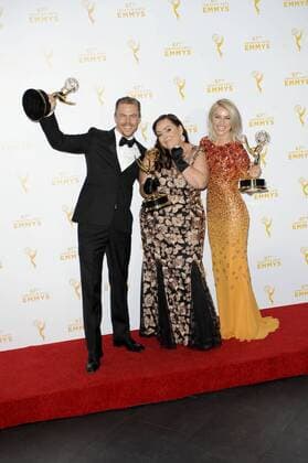 Derek Hough, Tessandra Chavez & Julianne Hough CREATIVE ARTS EMMY AWARDS: PRESSROOM Los Angeles  Patrick Rideaux