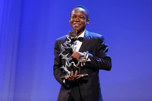 VENICE, ITALY - SEPTEMBER 12: Abraham Attah attends Closing Ceremony - Inside during 72nd Venice Film Festival at Palazzo Del Cinema on September 12, 2015 in Venice, Italy. markxcape