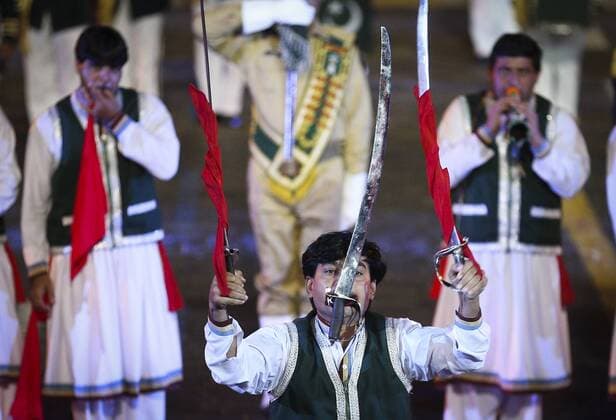 MOSCOW, RUSSIA. SEPTEMBER 13, 2015. Pakistan Armed Forces Band perform during the closing ceremony for the 2015 Spasskaya Tower International Military Music Festival in Moscow s Red Square. Sergei Bobylev TASS  TS00DA15