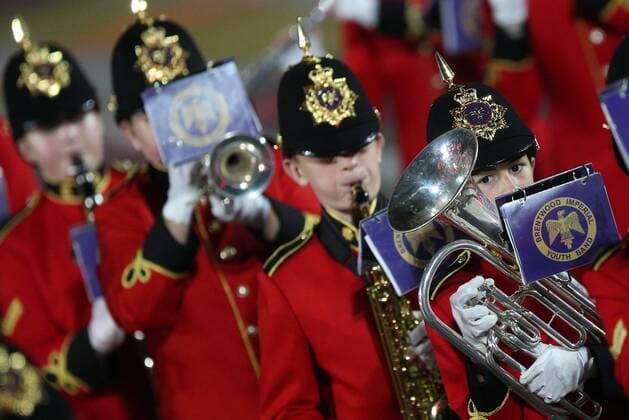 MOSCOW, RUSSIA. SEPTEMBER 13, 2015. The Brentwood Imperial Youth Band (United Kingdom) perform during the closing ceremony for the 2015 Spasskaya Tower International Military Music Festival in Moscow s Red Square. Sergei Bobylev TASS  TS00D9F0