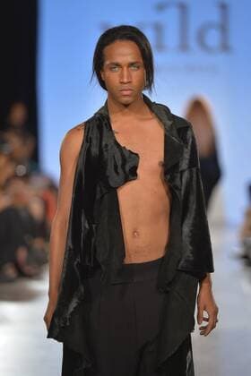 Bello Sanchez walks the runway at the FTL Moda Fashion Show during New York Fashion Week Spring Summer 2016 Collections in New York City on September 13, 2015.  NYP20150913971 ANDREAxHANKS