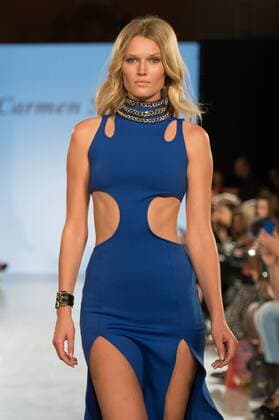 Toni Garrn walks the runway at the FTL Moda Fashion Show during New York Fashion Week Spring Summer 2016 Collections in New York City on September 13, 2015.  NYP20150913951 ANDREAxHANKS