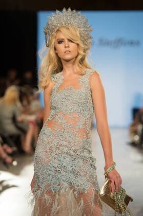 A model walks the runway at the FTL Moda Fashion Show during New York Fashion Week Spring Summer 2016 Collections in New York City on September 13, 2015.  NYP20150913956 ANDREAxHANKS