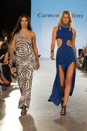 Adriana Lima and Toni Garrn walk the runway at the FTL Moda Fashion Show during New York Fashion Week Spring Summer 2016 Collections in New York City on September 13, 2015.  NYP20150913950 ANDREAxHANKS