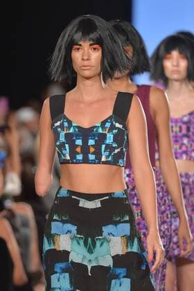 A model walks the runway at the FTL Moda Fashion Show during New York Fashion Week Spring Summer 2016 Collections in New York City on September 13, 2015.  NYP20150913963 ANDREAxHANKS