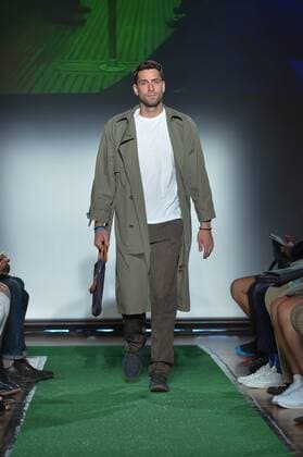 A model walks the runway at a Dad Fashion show held by Josh Ostrovsky, aka The Fat Jew , during New York Fashion Week Spring Summer 2016 in New York City on September 16, 2015.  NYP201509162038 ANDREAxHANKS