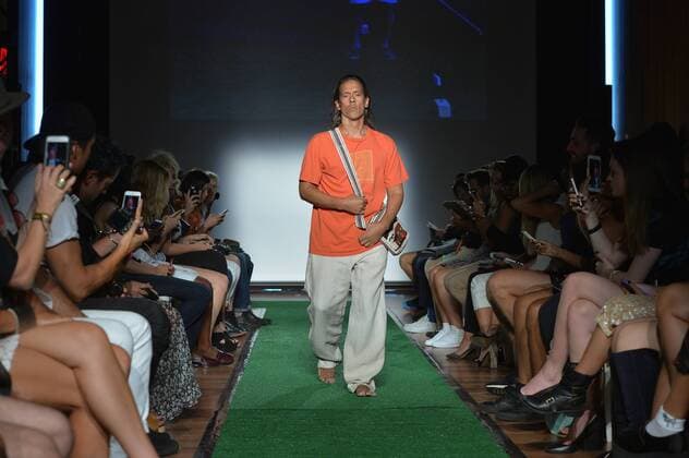 A model walks the runway at a Dad Fashion show held by Josh Ostrovsky, aka The Fat Jew , during New York Fashion Week Spring Summer 2016 in New York City on September 16, 2015.  NYP201509162041 ANDREAxHANKS