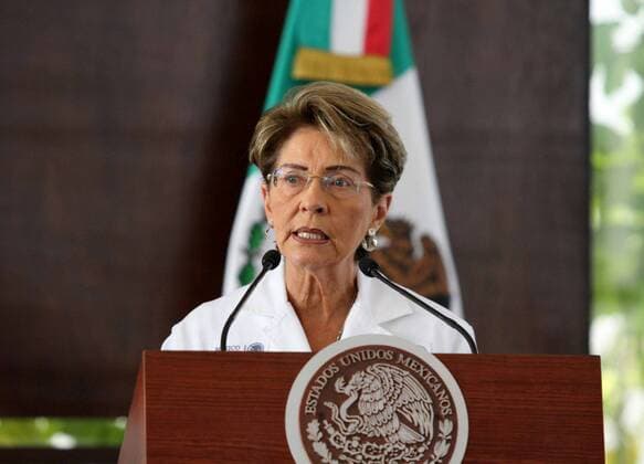 MEXICO CITY, Sept. 18, 2015 -- Mexican Health Minister Mercedes Juan Lopez speaks during a press conference regarding details of a plane carrying Mexican tourists injured in Egypt, at the Presidential Hangar at Mexico City s International Airport, in Mexico City, capital of Mexico, on Sept. 18, 2015. The six Mexicans who survived the bomb attack perpetrated against a group of tourists in Egypt on Sept. 13, arrived on Friday in Mexico accompanied by their realtives. Gustavo Duran ) MEXICO-MEXICO CITY-EGYPT-SECURITY-TRANSFER Notimex 