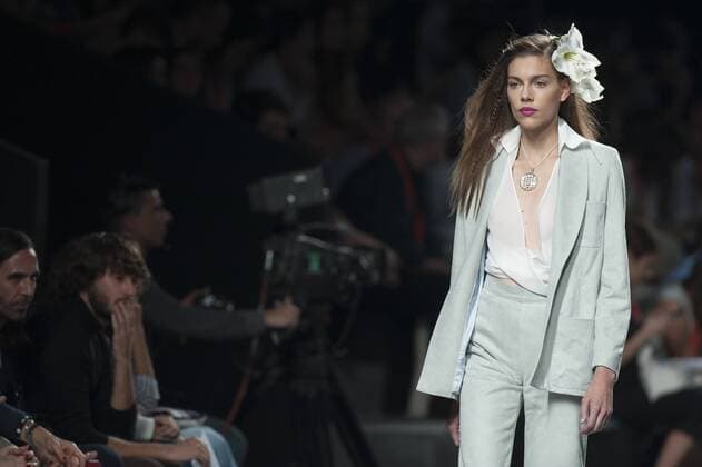 Sept. 18, 2015 - Madrid, Madrid, Spain - A model showcases designs by Duyos on the runway at the Duyos show during Mercedes-Benz Fashion Week Madrid Spring Summer 2016 at Ifema on September 18, 2015 in Madrid, Spain. Madrid Spain  - ZUMAn230