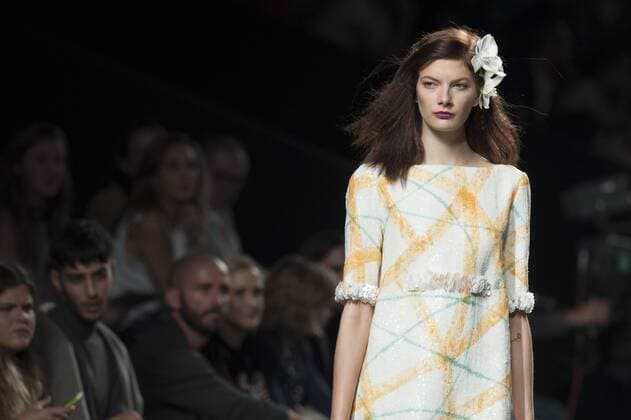 Sept. 18, 2015 - Madrid, Madrid, Spain - A model showcases designs by Duyos on the runway at the Duyos show during Mercedes-Benz Fashion Week Madrid Spring Summer 2016 at Ifema on September 18, 2015 in Madrid, Spain. Madrid Spain  - ZUMAn230