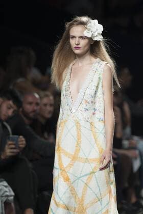 Sept. 18, 2015 - Madrid, Madrid, Spain - A model showcases designs by Duyos on the runway at the Duyos show during Mercedes-Benz Fashion Week Madrid Spring Summer 2016 at Ifema on September 18, 2015 in Madrid, Spain. Madrid Spain  - ZUMAn230