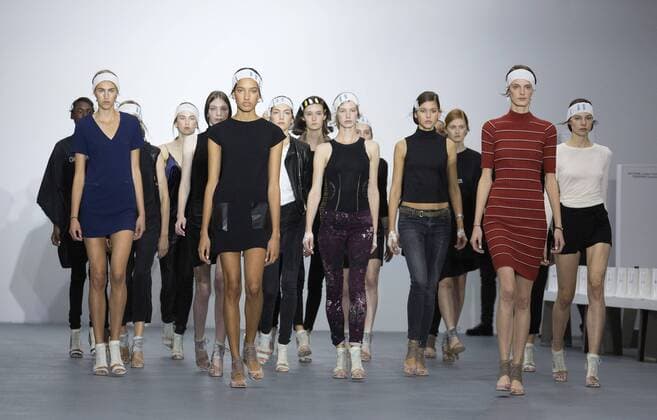 London, UK. 18 09 2015. Models on the runway during a rehearsal. London Fashion Week runway show of designer Bora Aksu at the BFC Show Space in Brewer Street. London Fashion Week, Bora Aksu, London, UK 