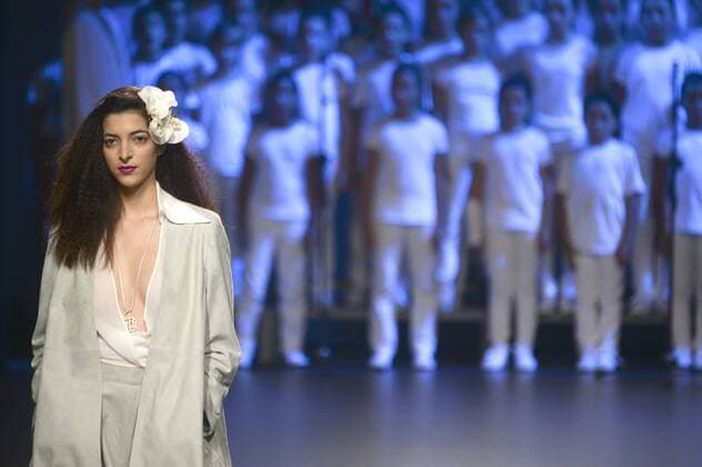Model bei der Duyos Fashion Show auf der Mercedes-Benz Fashion Week Madrid Spring Summer 2016. Madrid, 18.09.2015 Duyos Model 
