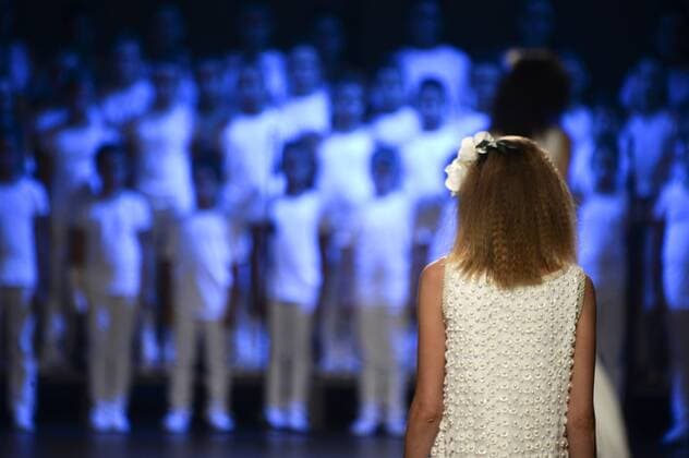Model bei der Duyos Fashion Show auf der Mercedes-Benz Fashion Week Madrid Spring Summer 2016. Madrid, 18.09.2015 Duyos Model 