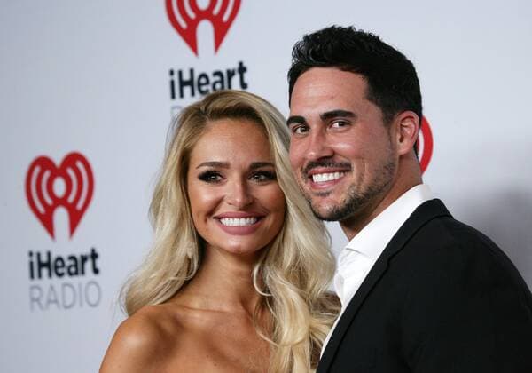 Josh Murray and Anna Von Staehle arrive in the press room for the iHeartRadio Music Festival at the MGM Grand Hotel in Las Vegas, Nevada on September 18, 2015.  LAV20150918091 JAMESxATOA