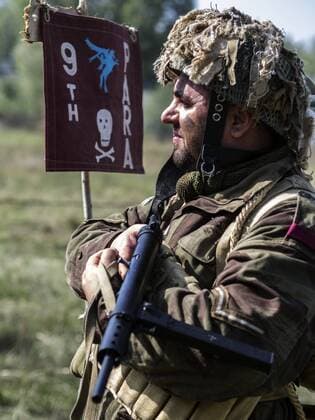 Sept. 19, 2015 - American soldiers during the Second World War -- In the historical festival Civilization in Kiev, Ukraine have been replicated the history of revolutions, way of life and the atmosphere of centuries since antiquity and the middle of the twentieth century - ZUMAg154