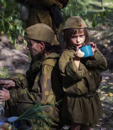 Sept. 19, 2015 - Little girl in the uniform of the Red Army since the Second World War -- In the historical festival Civilization in Kiev, Ukraine have been replicated the history of revolutions, way of life and the atmosphere of centuries since antiquity and the middle of the twentieth century - ZUMAg154