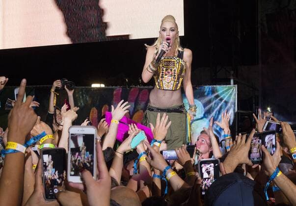 Sept. 18, 2015 - San Diego, CA, USA - September 18, 2015 - San Diego, California, USA - Fans use their cell phones to record Gwen Stefani of the band No Doubt as the band headlined day one of the Kaaboo Festival at the Del Mar Fairgrounds. San Diego USA - ZUMAa97_
