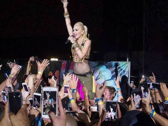 Sept. 18, 2015 - San Diego, CA, USA - September 18, 2015 - San Diego, California, USA - Fans use their cell phones to record Gwen Stefani of the band No Doubt as the band headlined day one of the Kaaboo Festival at the Del Mar Fairgrounds. San Diego USA - ZUMAa97_