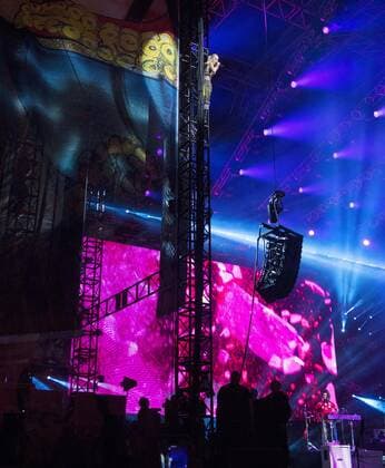 Sept. 18, 2015 - San Diego, CA, USA - September 18, 2015 - San Diego, California, USA - Gwen Stefani of the band No Doubt sings after climbing up a tower while headlining day one of the Kaaboo Festival at the Del Mar Fairgrounds. San Diego USA - ZUMAa97_