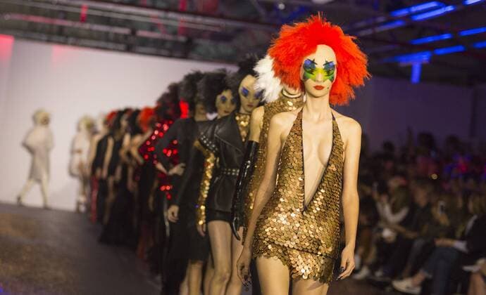 London, UK. 19 09 2015. London Fashion Week runway show of designer Gareth Pugh at the BFC Show Space in Brewer Street. London Fashion Week, Gareth Pugh, London, UK 