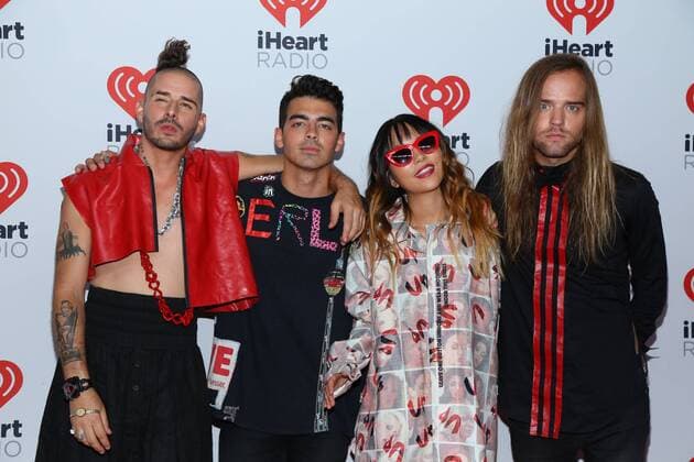 Joe Jonas and DNCE arrive for the iHeartRadio Music Festival at the MGM Grand in Las Vegas, Nevada on September 19, 2015.  LAV20150919107 JAMESxATOA