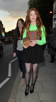 Girls Aloud star Nicola Roberts is pictured arriving at the House of Holland show at London Fashion Week. The 29-year-old singer looks striking in bright green top with embroidered print on the front. SEPTEMBER 19th 2015  LTNx152921