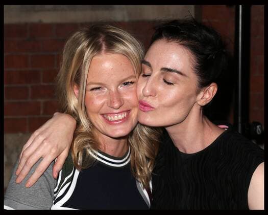 . 20 09 2015. London, United Kingdom. Caroline Winberg and Erin O Connor at the Pringle of Scotland show at London Fashion Week S S 16-Day three.  xStephenxLockx xi-Imagesx IIM-11068-0005
