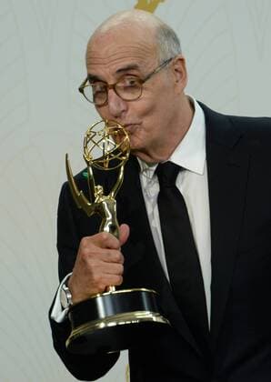Jeffrey Tambor holds his Emmy for Lead Actor in a Comedy Series for playing Maura Pfefferma in Transparent at the 67th Primetime Emmy Awards in the Microsoft Theater in Los Angeles on September 20, 2015.  LAP2015092209 JIMxRUYMEN