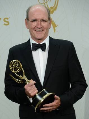 Actor Richard Jenkins holds his Emmy for Outstanding Lead Actor in a Limited Series or Movie for Olive Kitteridge at the 67th Primetime Emmy Awards in the Microsoft Theater in Los Angeles on September 20, 2015.  LAP2015092199 JIMxRUYMEN