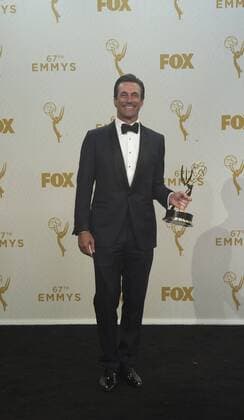 Sept. 20, 2015 - Los Angeles, CALIFORNIA, UNITED STATES OF AMERICA - Actor Jon Hamm, winner of the award for Outstanding Lead Actor in a Drama Series for Mad Men , poses in the press room at the 67th Annual Primetime Emmy Awards at Microsoft Theater on September 20, 2015 in Los Angeles, California..ARMANDO ARORIZO Los Angeles UNITED STATES OF AMERICA - ZUMAa60_
