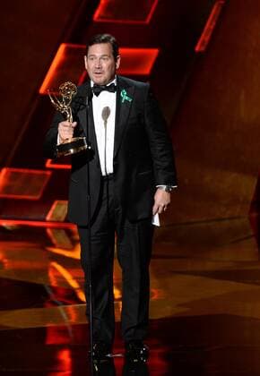 Game of Thrones director David Nutter accepts an award onstage during the 67th Primetime Emmy Awards in the Microsoft Theater in Los Angeles on September 20, 2015.  LAP20150920844 KENxMATSUI