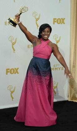 Actress Uzo Aduba, winner of Outstanding Supporting Actress in a Drama Series for Orange Is the New Black, holds her Emmy at the 67th Primetime Emmy Awards in the Microsoft Theater in Los Angeles on September 20, 2015.  LAP20150920271 JIMxRUYMEN