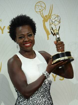 Actress Viola Davis, winner of Outstanding Lead Actress in a Drama Series for How to Get Away With Murder, holds her Emmy at the 67th Primetime Emmy Awards in the Microsoft Theater in Los Angeles on September 20, 2015.  LAP20150920273 JIMxRUYMEN