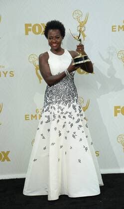 Actress Viola Davis, winner of Outstanding Lead Actress in a Drama Series for How to Get Away With Murder, holds her Emmy at the 67th Primetime Emmy Awards in the Microsoft Theater in Los Angeles on September 20, 2015.  LAP20150920275 JIMxRUYMEN