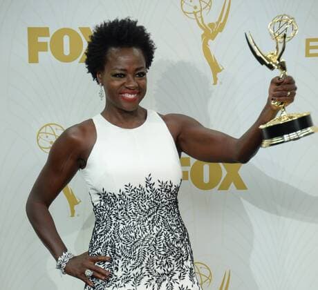 Actress Viola Davis, winner of Outstanding Lead Actress in a Drama Series for How to Get Away With Murder, holds her Emmy at the 67th Primetime Emmy Awards in the Microsoft Theater in Los Angeles on September 20, 2015.  LAP20150920276 JIMxRUYMEN