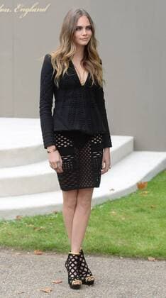 British model Cara Delevingne attends Burberry Prorsum s Spring Summer 2016 catwalk show in London on September 21, 2015.  LON20150921112 RUNExHELLESTAD