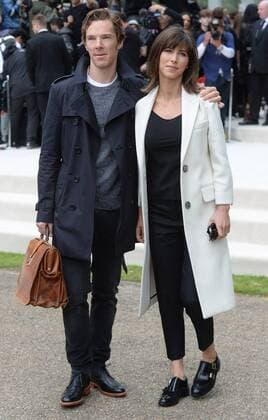 British actor Benedict Cumberbatch and wife Sophie Hunter attend Burberry Prorsum s Spring Summer 2016 catwalk show in London on September 21, 2015.  LON20150921123 RUNExHELLESTAD