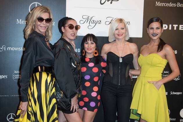 Bibiana Fernandez, Rossy de Palma, Maria Escote, Maya Hansen y Carla Garcia despues del desfile de Maria Escote y Maya Hansen en la Mercedes Benz Fashion Week 2015 en Madrid. 588 cordon press Bibiana Fernandez, Rossy de Palma, Maria Escote, Maya Hansen and Carla Garcia after the Maria Escote and Maya Hansen s fashion show at Mercedes Benz Fashion Week 2015 in Madrid. 