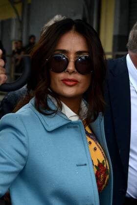 Milano, Guests arrivals at the Gucci Fashion Show during Milan Fashion Week. Pictured: Salma Hayek  SimonexComi