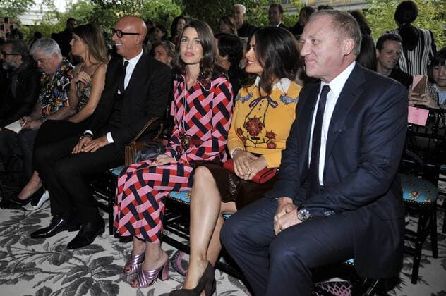 Milan Fashion Week, Women Spring Summer 2016. Milano, Moda Donna, Primavera Estate 2016.GUCCI arrivals Pictured: Charlotte Casiraghi salma hayek Francois-Henri Pinault  RiccardoxGiordano