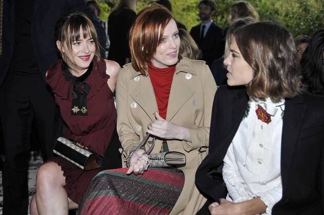 Milan Fashion Week, Women Spring Summer 2016. Milano, Moda Donna, Primavera Estate 2016.GUCCI arrivals Pictured: Dakota Johnson Alexa Chung  RiccardoxGiordano