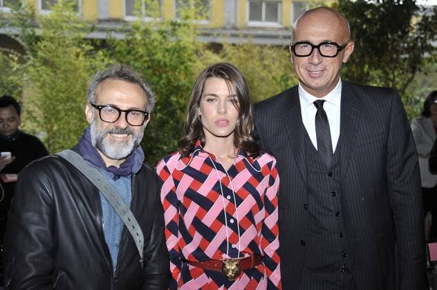 Milan Fashion Week, Women Spring Summer 2016. Milano, Moda Donna, Primavera Estate 2016.GUCCI arrivals Pictured: Massimo Bottura Charlotte Casiraghi Marco Bizzarri  RiccardoxGiordano